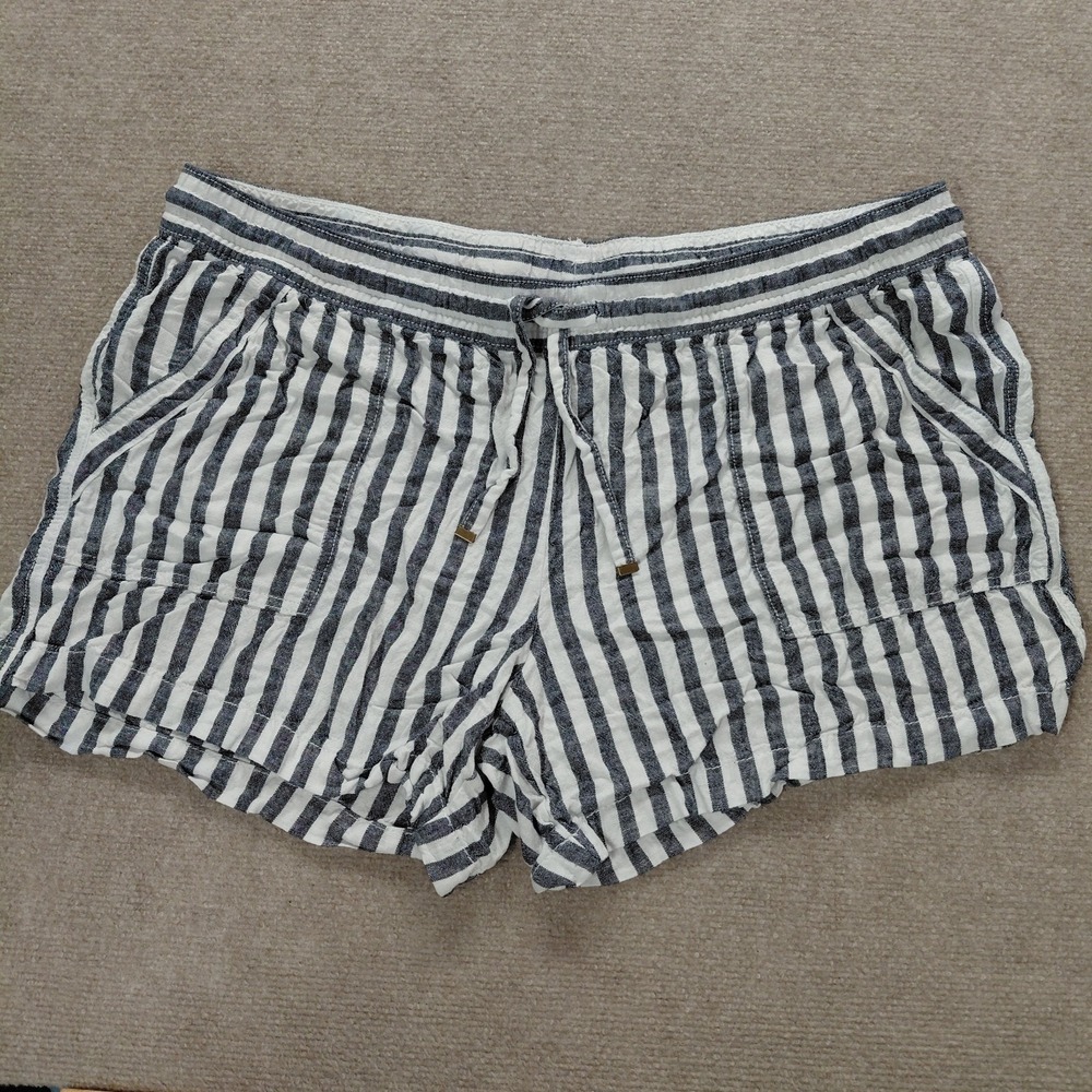 Women's St Johns Bay‎ Linen Blend Pull On Shorts XXL Blue White Stripe Coastal